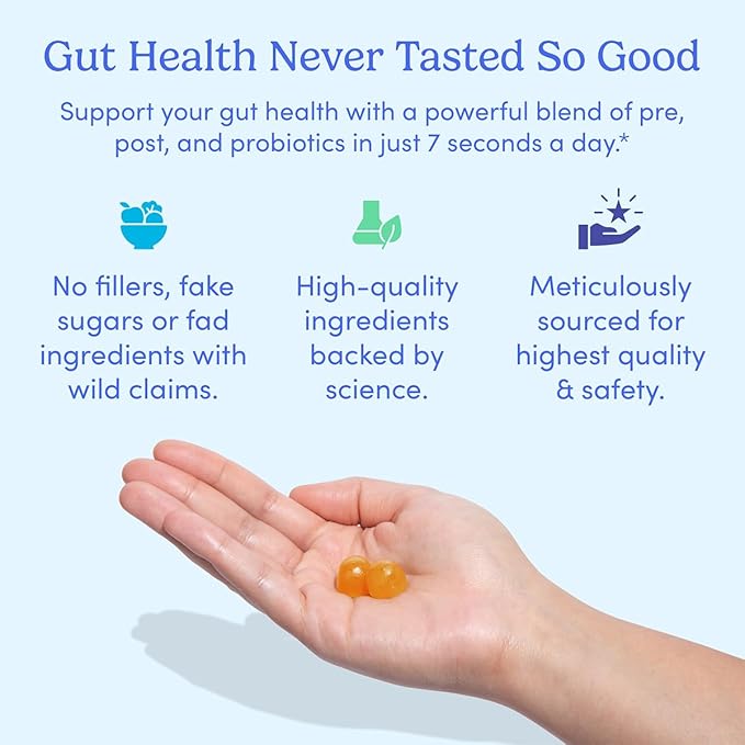 FIRST DAY Women’s Good Gut Tribiotic Gummies – 3-in-1 Prebiotic, Probiotic & Postbiotic Supplement – Supports Immune Function and Digestive, Oral, Skin & Vaginal Health – 30-Day Supply