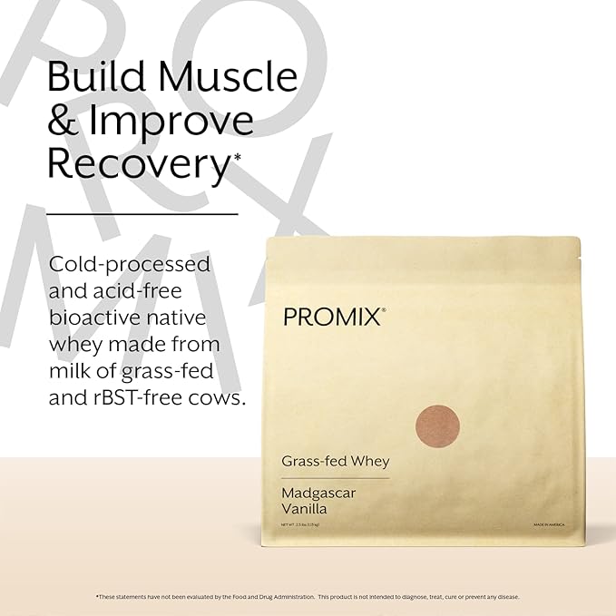 ProMix Nutrition Whey Protein Powder, Vanilla - Grass-Fed - Post Workout Fitness & Nutrition Shakes, Smoothies, Baking & Cooking Recipes - Gluten-Free & Keto-Friendly - 2.5 Pound (Pack of 1)
