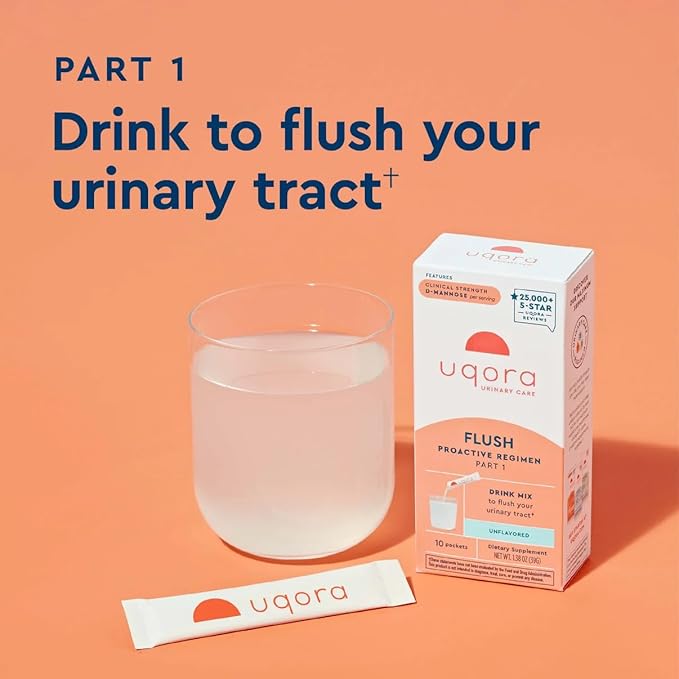 Uqora Flush - Urinary Tract* with D-Mannose, Vitamin C, Vitamin B6, Potassium, Magnesium & Calcium - Gluten-Free & Vegan - Unflavored - 10 Packets (1 Pack)