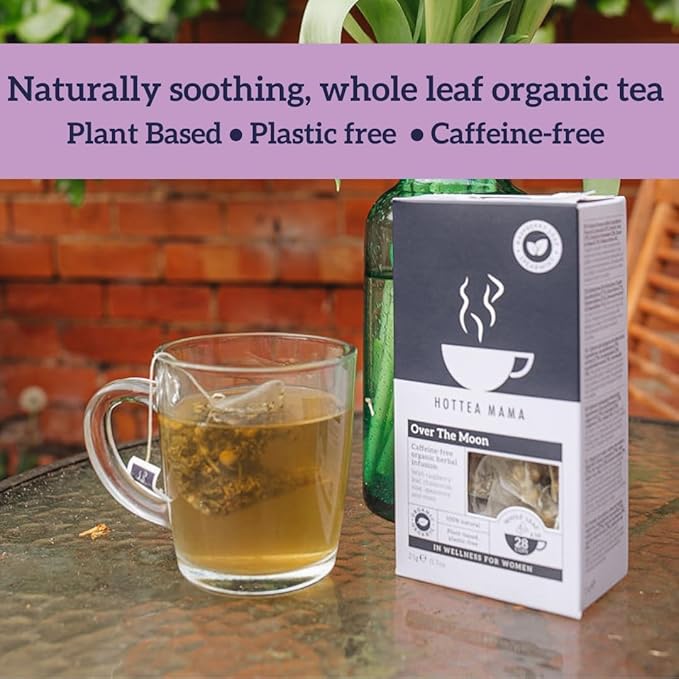 HOTTEA MAMA | Over The Moon | Period Support Tea | Spearmint, Raspberry Leaf, Rose, Chamomile, Dandelion Root | 14 Whole Leaf Biodegradable Tea Bags (28 Cups)