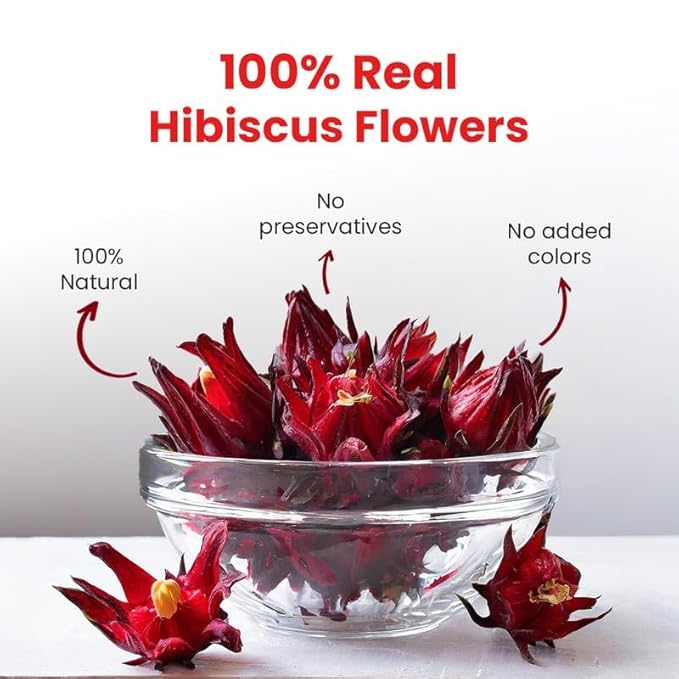 BLUE TEA - Hibiscus Tea - 1.76 Oz (50+ Cups) Loose | SKIN GLOW ENHANCING TEA | Herbal Tea - Flower Based - Non-Bitter - Caffeine Free - Tangy Flavour - Vitamin-C Rich | Pet Jar Pack