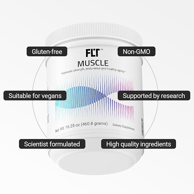 FLT Muscle Supplement with Clinically Proven Ingredients for Muscle Strength, Recovery, Endurance & Muscle Mass Maintenance - with Peptides, Creatine, Magnesium, Zinc & Electrolytes – 30 Servings