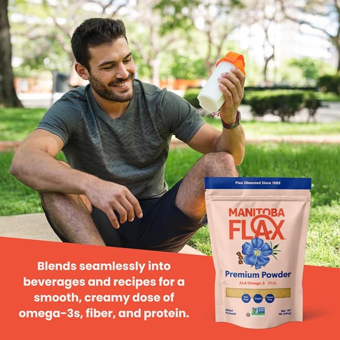 Premium Flaxseed Powder (NEW LOOK!) | Manitoba Flax by Manitoba Milling Co.| 1 lb. bag | 3000 mg Omega-3, Fiber, Plant Protein | Vegan, Non-GMO, Gluten Free | Use in smoothies, oatmeal, yogurt, baked goods, dressings and sauces, and more