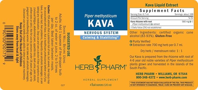 Organic Kava Root Liquid Extract for Stress Support & Relaxation: Vegan Kava Extract, Non-GMO Kava Kava Tincture for Calm & Relaxed Mood, Gluten-Free, 4 Oz | Up to 3 Months Supply
