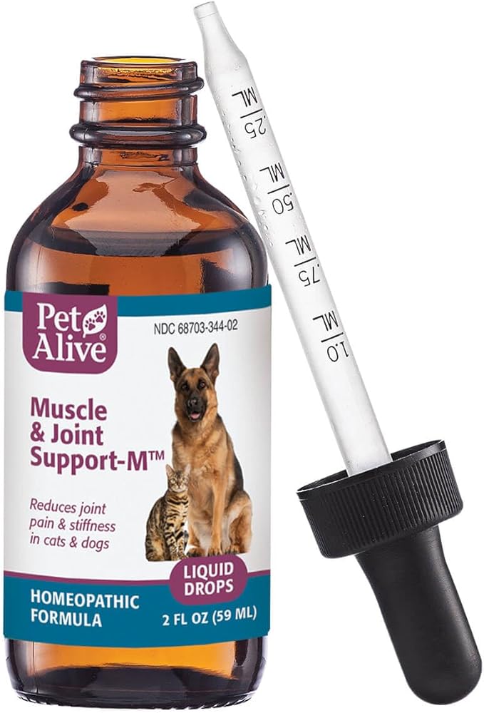 PetAlive Muscle and Joint Support-M - Natural Homeopathic Formula for Joint Pain and Stiffness in Pets - Supports Joint Health and Movement in Dogs and Cats - 59 mL