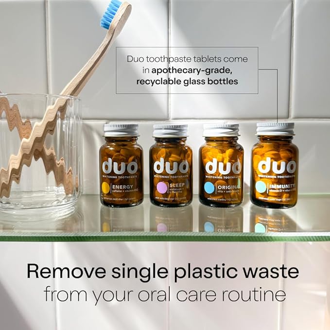 Duo Toothpaste Tablets | Nano-Hydroxyapatite (nHa) Natural Whitening, Remineralize, Reduce Sensitivity | Sustainable & Plastic Free | Dentist Created | Wild Mint Medley - 1 Bottle / 186 Tablets
