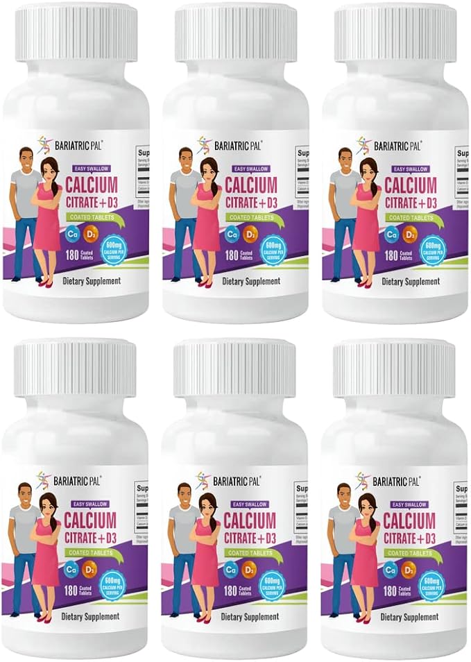 BariatricPal Easy Swallow Calcium Citrate (600mg) and D3 Coated Tablets (180-Day Supply)