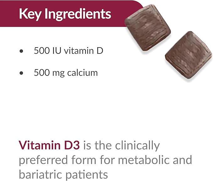 Bariatric Advantage Calcium Citrate Chewy Bites 500 mg - Highly Absorbable & Digestible - Vitamin D3 - Easily Chewable Calcium Supplement - Assorted Sweet Flavor - 90 Count