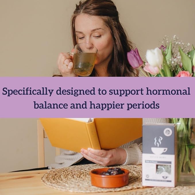 HOTTEA MAMA | Over The Moon | Period Support Tea | Spearmint, Raspberry Leaf, Rose, Chamomile, Dandelion Root | 14 Whole Leaf Biodegradable Tea Bags (28 Cups)