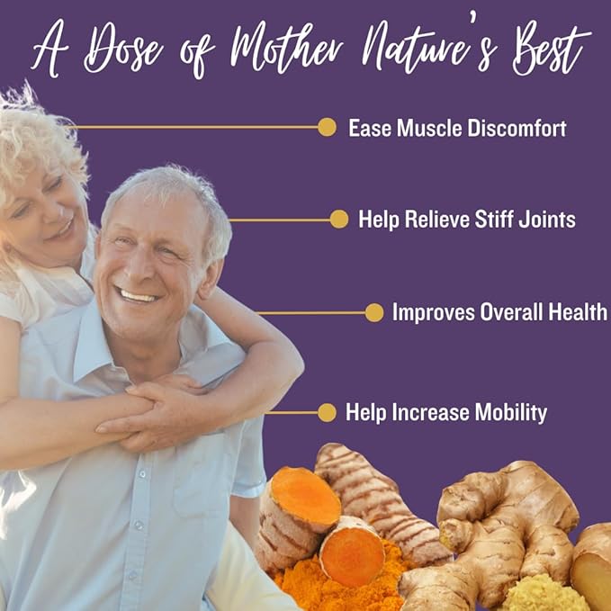 Nature’s Relief | Turmeric Supplement to Improve Body, Muscle & Joint Aches | Pure Turmeric Curcumin Supplement Organic, Boswellia & Ginger | Ease Discomfort & Increase Mobility | Non-GMO 30 Servings