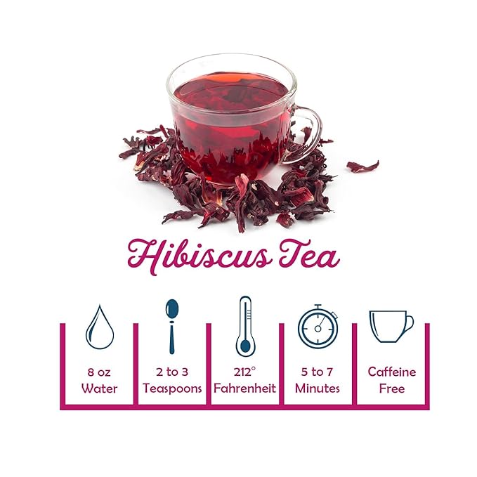 TIAN HU SHAN Hibiscus Tea, 1lb/16oz Dried Hibiscus Flowers Loose Leaf 100% Natural Herbal Tea Cut & Sifted Caffeine Free Resealable Bag(200+ Cups)