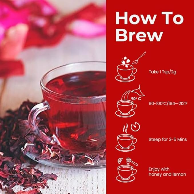 BLUE TEA - Hibiscus Tea - 1.76 Oz (50+ Cups) Loose | SKIN GLOW ENHANCING TEA | Herbal Tea - Flower Based - Non-Bitter - Caffeine Free - Tangy Flavour - Vitamin-C Rich | Pet Jar Pack