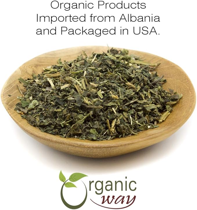 Organic Way Stinging Nettle Leaf Cut & Sifted (Urtica dioica) - Herbal Tea | European Wild-Harvest | Kosher Certified | Vegan, Non GMO & Gluten Free | USDA Certified | Origin - Albania (8 Oz)