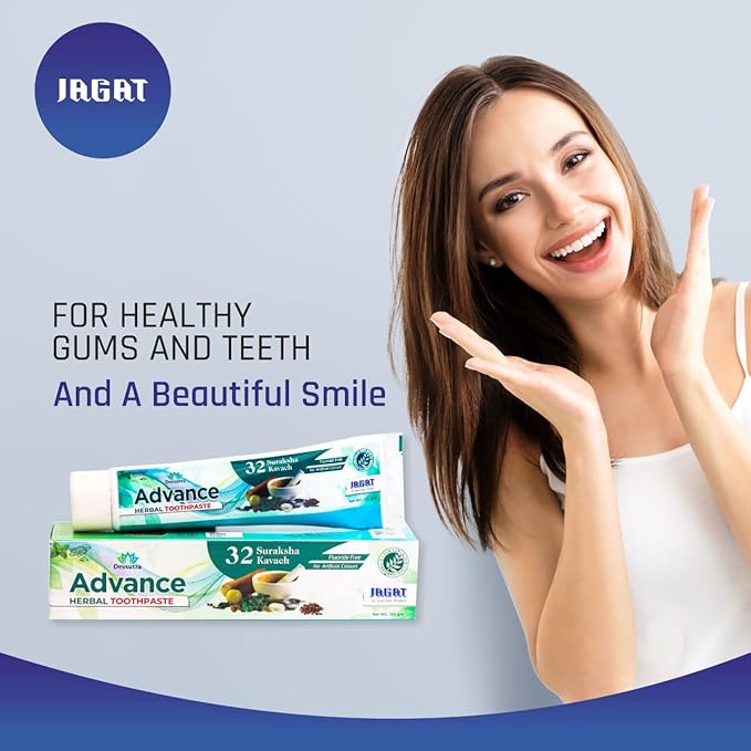 Jagat Devsutra Advanced Toothpaste | Doctor Recommended Ayurvedic, Organic & Herbal | 100% Natural Teeth Whitening, No Fluoride & Artificial Colors, Gum Cure, Vegan - Pack of 4