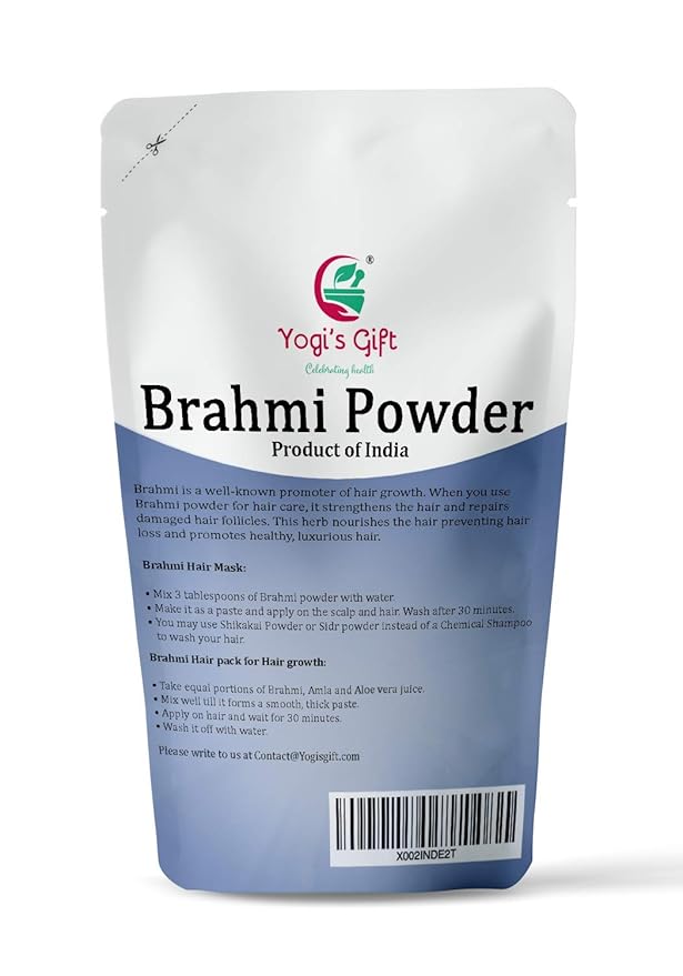 Yogi's Giftยฎ | Brahmi Powder 8 Oz | Natural Hair Growth Booster & Volumizer | Scalp Nourishing Mask | Bacopa Monnieri powder