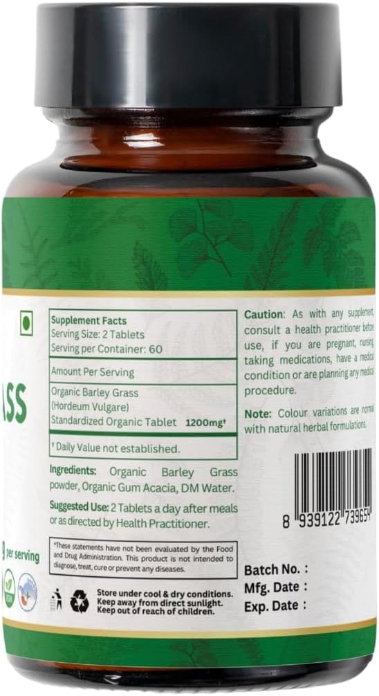 Barley Grass 120 Tablets | USDA Organic Certified |Hordeum Vulgare(Barely Grass) | Supports Detox & Immune Health | Dietary Supplement120tab - Pack of 3