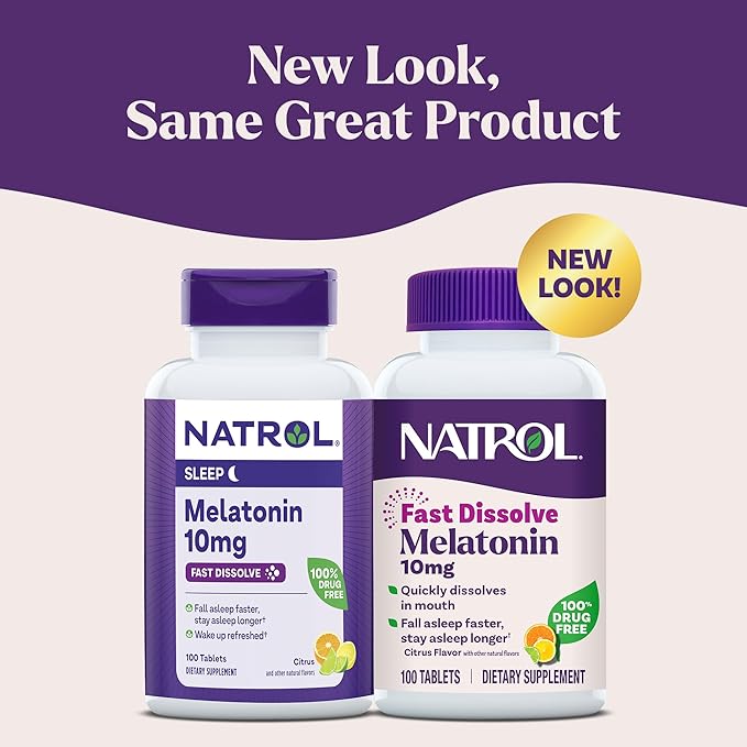 Natrol Fast Dissolve Melatonin 10 mg, Melatonin Supplements for Restful Sleep, Sleep Support for Adults, 100 Citrus-Flavored Tablets, Up to a 100 Day Supply
