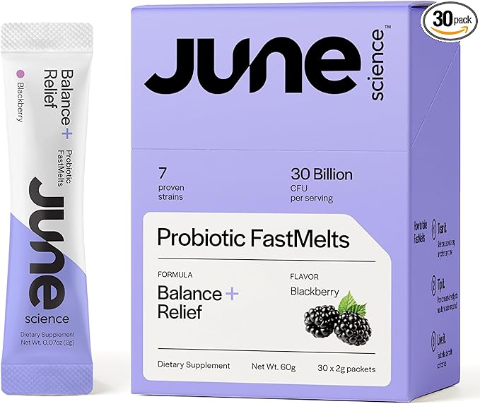 Balance + Relief | Fast Melt Pre + Probiotic for Mood & Stress - BlackBerry Flavor, 30 Powder Sachets