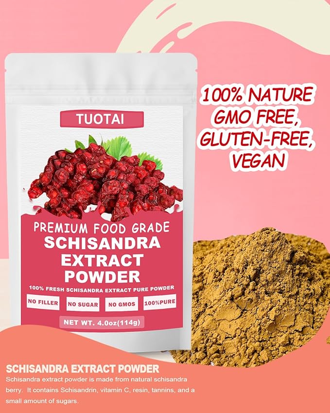 Premium Schisandra Extract 10:1 Powder, 100% Natural Powder, No GMO, No Additives, Vegan
