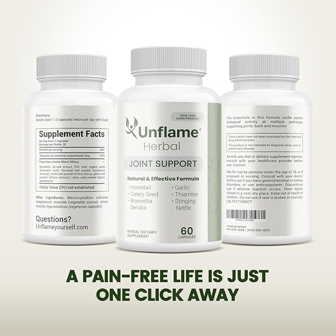 Herbal Supplement – Botanical Support for Joints, Back, and Muscles – 60 Capsules – Natural Herbal Blend – Dietary Supplement