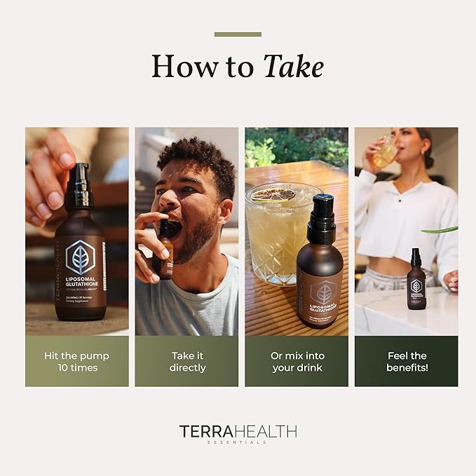 Terra Health Essentials - Liposomal Glutathione - Supports Immunity, Skin, Hair, and Healthy Aging - Maximum Absorption Glutathione Supplements - 30 Day Supply