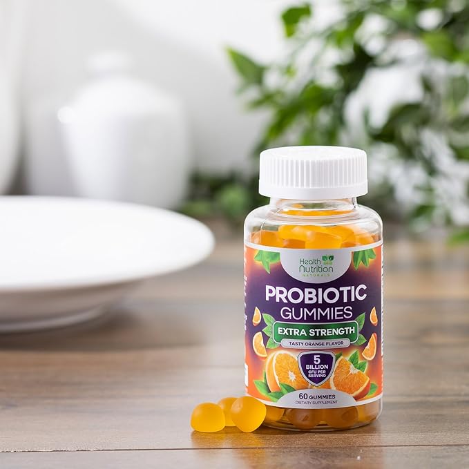 Probiotic Gummies for Women & Men - 5 Billion CFUs Gut Health Support Gummy, Daily Probiotics Supplement for Digestive Health Gummy, Probiotic Strains for Immune Support, Non-GMO & Vegan - 60 Gummies