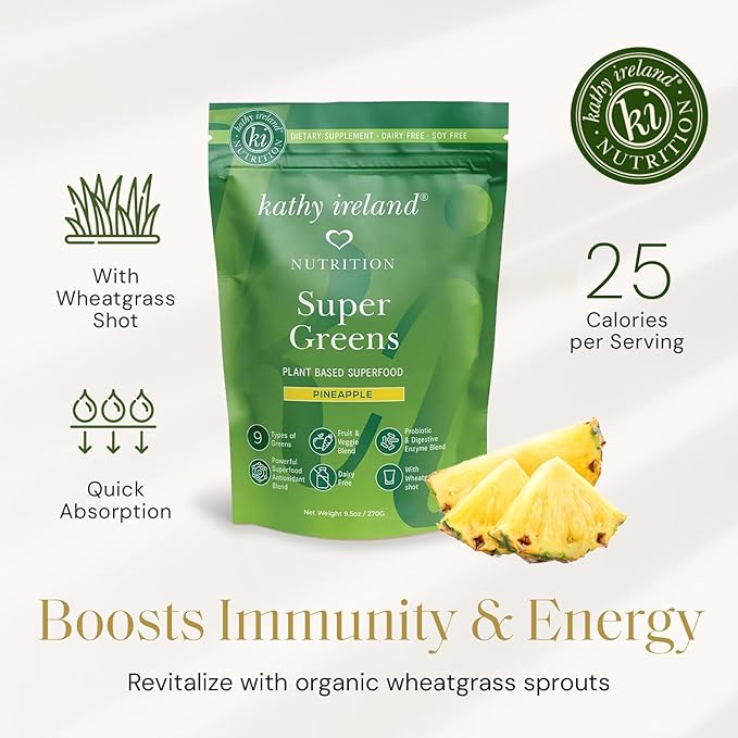 Plant Based Super Greens Powder Mix, Pineapple, 9.5oz