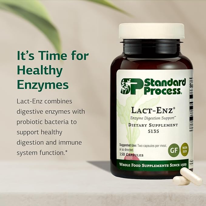 Standard Process Inc. Lact-ENZ - Whole Food Immune Support, Digestion and Digestive Health with Bifidobacterium Longum, Cellulase, Protease, Amylase, Lipase, Maltodextrin and More - 150 Capsules