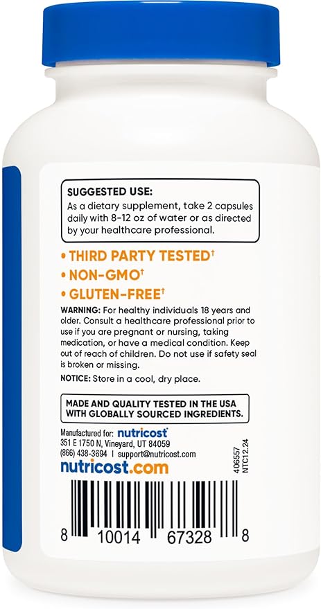 Nutricost Bacopa Monnieri 1,000mg, 120 Capsules (60 Servings) - Non-GMO, Gluten Free, and Vegetarian Friendly