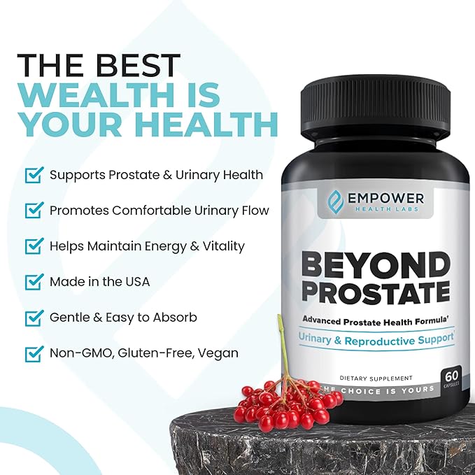 Empower Health Beyond Prostate Supplement – Prostate Health Support with Saw Palmetto, Zinc, Red Raspberry, and Stinging Nettle – Urinary and Prostate Wellness Complex – 60 Capsules