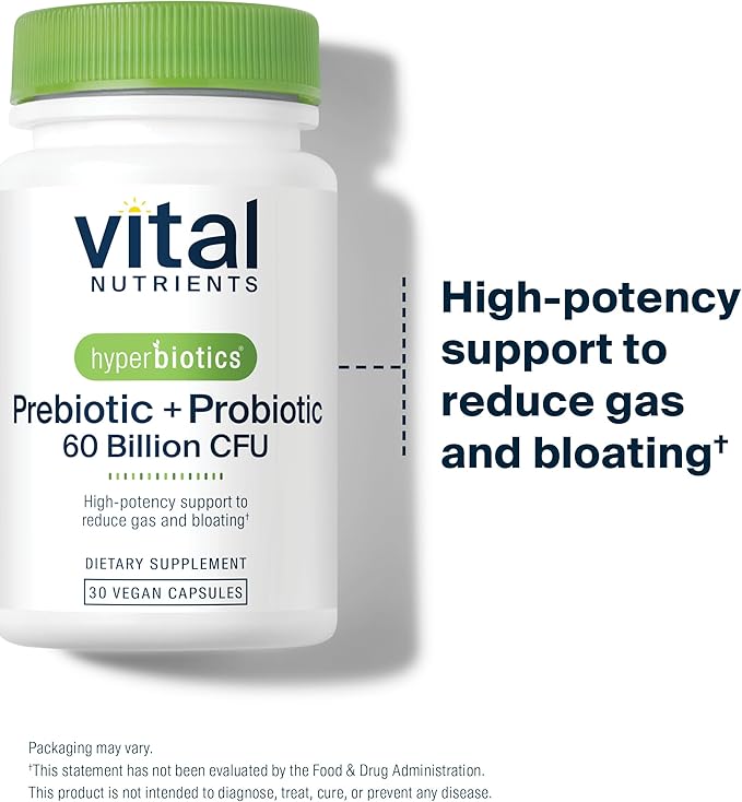 Hyperbiotics Vital Nutrients Prebiotic and Probiotic for Women and Men | 60 Billion CFU | Pre and Probiotics Supports Digestive Health, Constipation, Diarrhea, Gas & Bloating* | 30 Vegan Capsules