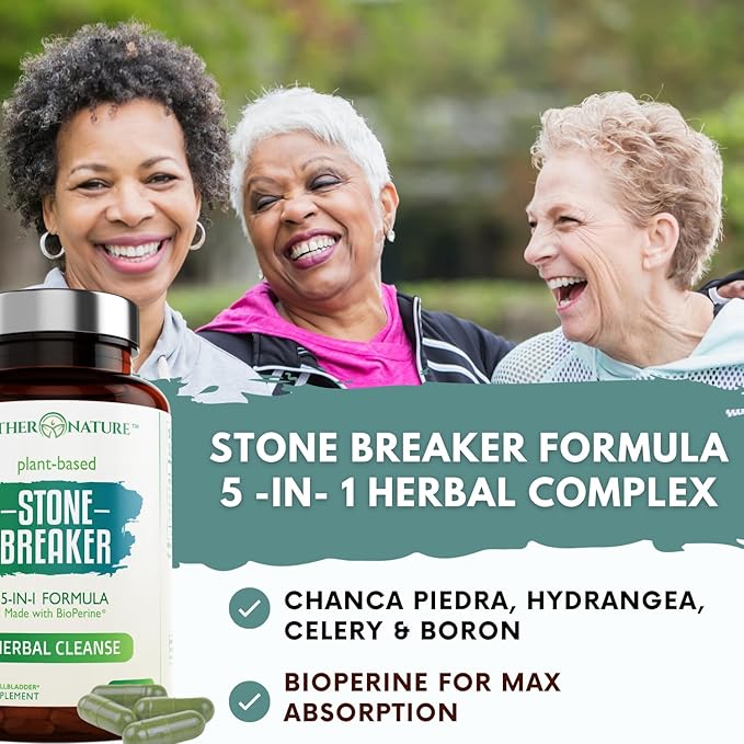 Stone Breaker Chanca Piedra Capsules, Dissolve Kidney & Gallbladder, Detoxify Urinary Tract, Flush Impurities, Kidney Support with Celery Seed Extract - 60 Veg Capsules