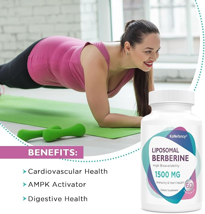 Berberine HCL Supplement 1500mg - Third Party Tested, High Bioavailability Liposomal Berberine Capsules for Women and Men, AMPK Activator