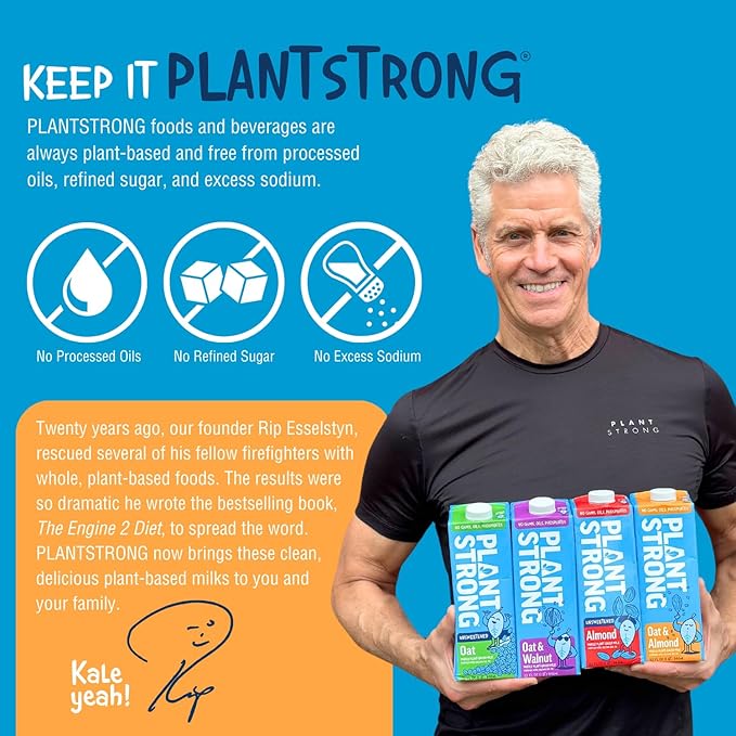 PLANTSTRONG Oat & Almond Milk 32oz (6 Pack) - NON-GMO - Plant Based, Vegan - Gluten Free Dairy Free - Shelf Stable - Lactose Free Milk - No Gums or Oils