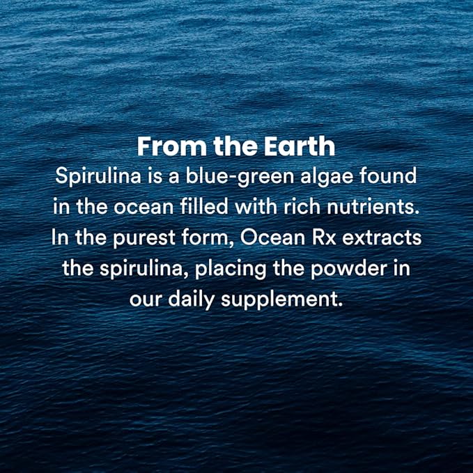 Organic Pure Blue Spirulina Capsules | Natural Superfood | Prebiotic Phycocyanin Supplement | Healty Skin, Oral Health, & Wound Recovery | 30 Serving Bottle