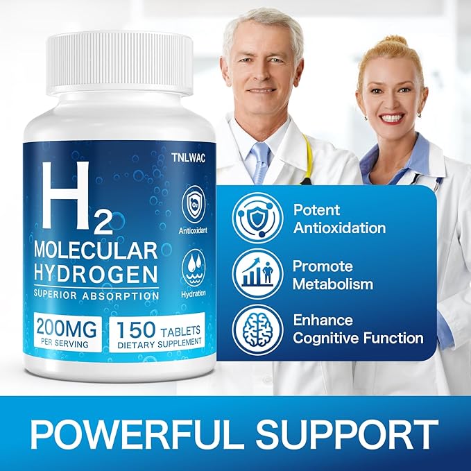 Hydrogen Water Tablets, Hydrogen Tablets for Drinking Water 150 Count-H2 Molecular Hydrogen with Magnesium, Dietary Supplement for Brain Health & Cognitive Function, Non-GMO