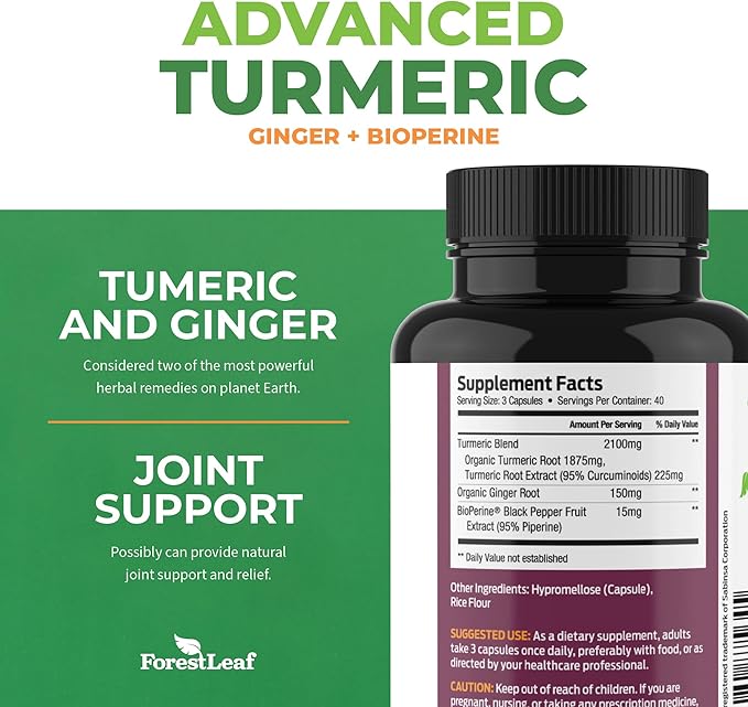 Turmeric Supplement Extra Strength 2265mg - Turmeric Curcumin Supplement w/BioPerine Black Pepper - Tumeric and Ginger Supplements, 95% Curcuminoids, Supports Immune & Joint Health, 120 Caps