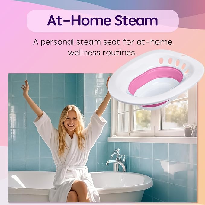 Yoni Steam Seat, Sitz Bath for Toilet, Expandable Basin for Perineal Soaking and V Steaming, Sitz Bath Seat for Hemorrhoids and Postpartum Care Soak