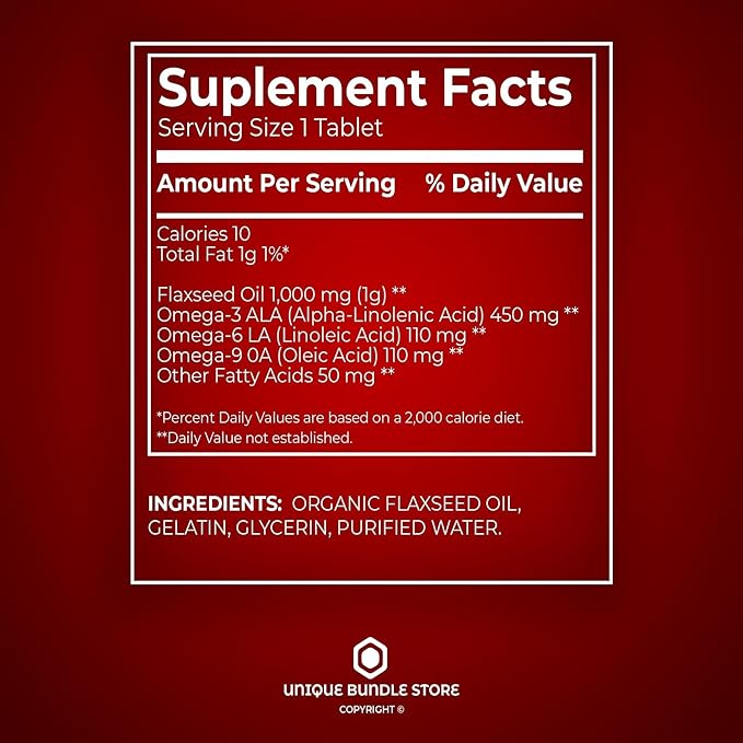 Flaxseed Oil 1000mg, 100 Softgels - Dietary Supplement + 7 Day Pill Organizer Included (Pack of 2)