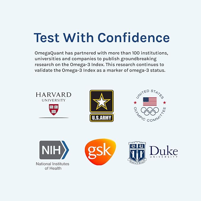 Omega Quant Omega-3 Index Complete - Complete Fatty Acid Profile Blood Test Kit | Includes - Omega-3s, Omega-6s, Saturated Fats, Monounsaturated fats, Trans Fats | 1 Complete Home Kit