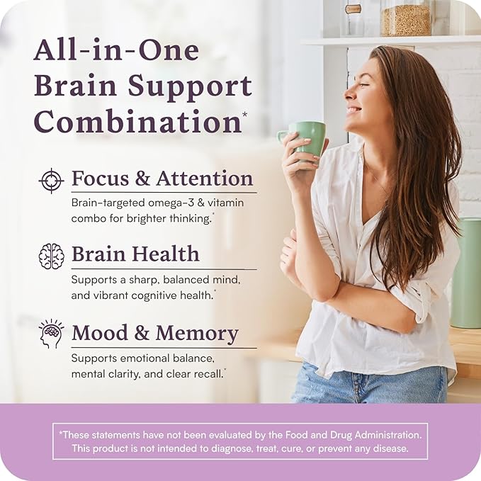 Accentrate110 - Focus Supplement - Methylated Vitamin B Complex with Omega 3 Fatty Acid Supplement - L-Methylfolate, Vitamin B12, P-5-P, Riboflavin, VIT D, – 60 Softgels (1 Month Supply)