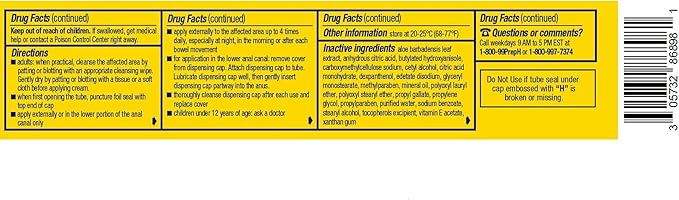 Preparation H Hemorrhoid Cream with Aloe for Multi-Symptom Relief - 1.8 Oz Tube