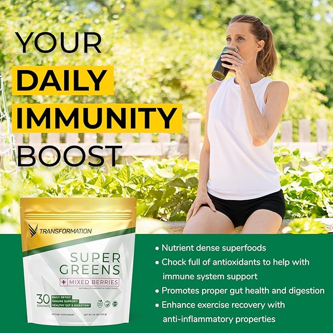 Transformation Vanilla Protein Powder | 30G Multi-Protein Superblend + Grass-Fed Hydrolyzed Collagen Peptides Powder- Hair, Skin, Nails + Organic Super Greens Superfood Powder- Immune & Energy Support