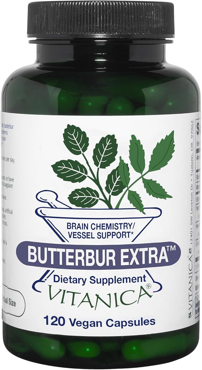 Vitanica, Butterbur Extra, Brain Chemistry and Vessel Support, Vegan, 120 Capsules