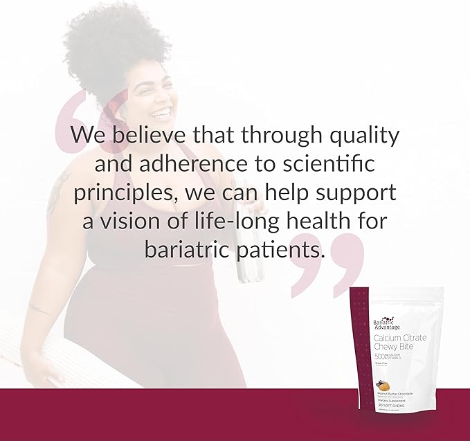 Bariatric Advantage Calcium Citrate Chewy Bites 500 mg - Highly Absorbable & Digestible - Vitamin D3 - Easily Chewable Calcium Supplement - Peanut Butter Chocolate - 90 Count
