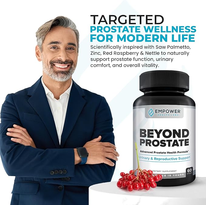 Empower Health Beyond Prostate Supplement – Prostate Health Support with Saw Palmetto, Zinc, Red Raspberry, and Stinging Nettle – Urinary and Prostate Wellness Complex – 60 Capsules