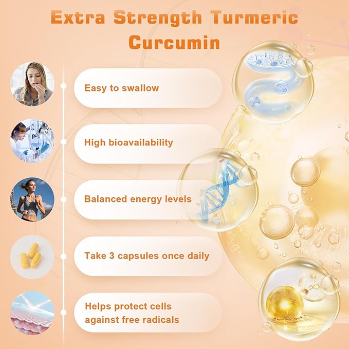 Turmeric Curcumin 1800mg with 95% Curcuminoids & Black Pepper – High Absorption Formula for Joint, Inflammation & Immune Support – Extra Strength, Vegan, Non-GMO – 90 Capsules