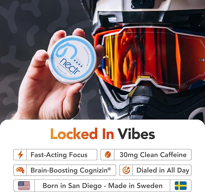 Nectr Energy Nootropic Pouches – Iced Mango Flavored, Caffeine Pouches with Cognizin® Citicoline. Sugar-Free Brain Treats. Smooth, Sustained Focus & Energy Supplement - 5 Pucks of 16pcs