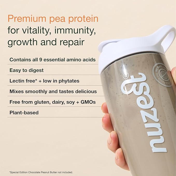 Nuzest - Pea Protein Powder - Clean Lean Protein, Premium Vegan Plant Based Protein Powder, Dairy Free, Gluten Free, GMO Free, Protein Shake (8.8 Ounce (Pack of 1), Wild Strawberry)