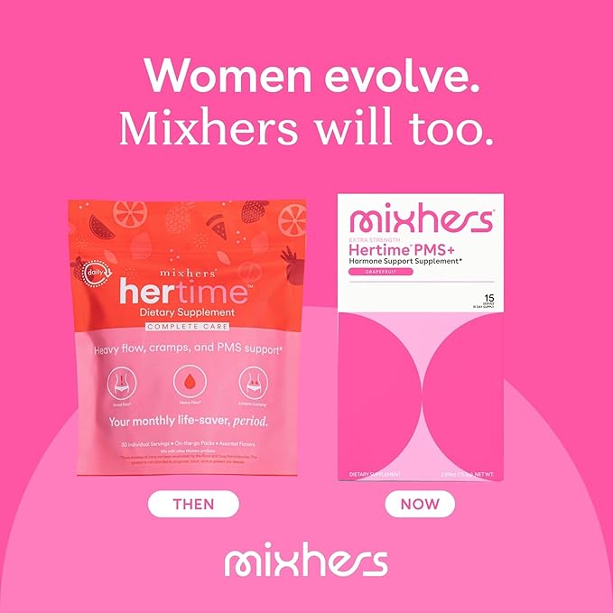 Extra Strength Hertime PMS+ Hormone Balance for Women - PMS & Menstrual Relief - Minerals, Peony Roots, Siberian Ginseng - Supplement for Women - 15 Drink Packets - Sugar Free - Grapefruit